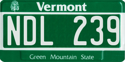 VT license plate NDL239