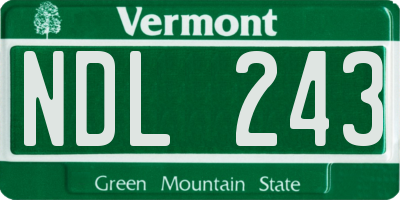 VT license plate NDL243