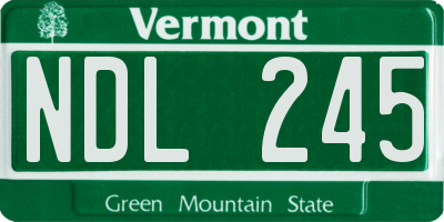 VT license plate NDL245