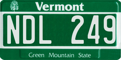 VT license plate NDL249