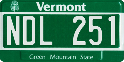 VT license plate NDL251