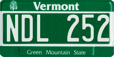 VT license plate NDL252