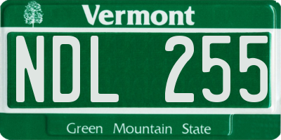 VT license plate NDL255