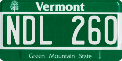 VT license plate NDL260