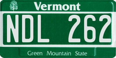 VT license plate NDL262