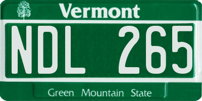 VT license plate NDL265
