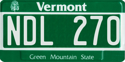 VT license plate NDL270