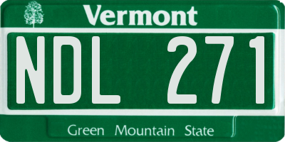 VT license plate NDL271