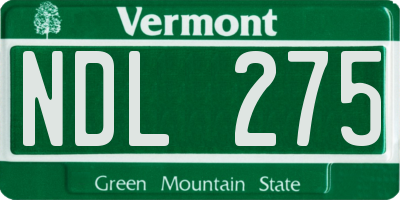 VT license plate NDL275