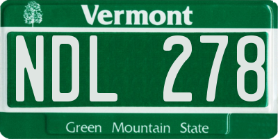 VT license plate NDL278