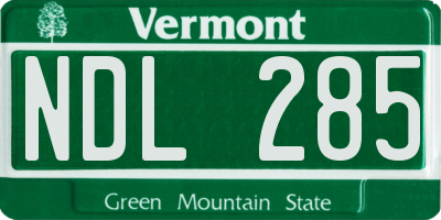VT license plate NDL285