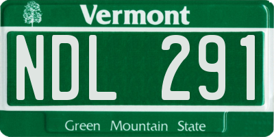 VT license plate NDL291