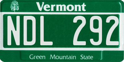 VT license plate NDL292