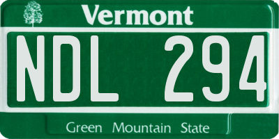VT license plate NDL294