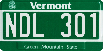 VT license plate NDL301