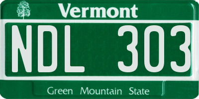 VT license plate NDL303