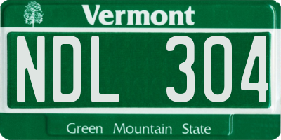 VT license plate NDL304