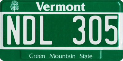 VT license plate NDL305
