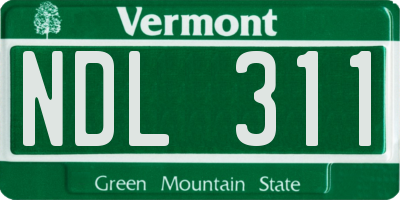 VT license plate NDL311