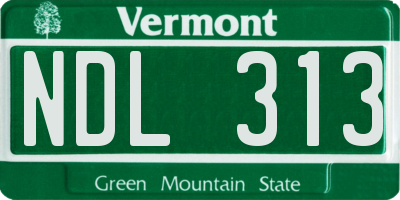 VT license plate NDL313