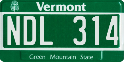 VT license plate NDL314