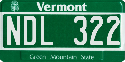 VT license plate NDL322