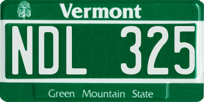 VT license plate NDL325
