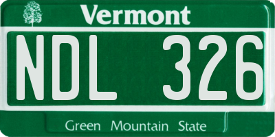 VT license plate NDL326