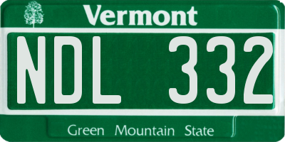 VT license plate NDL332