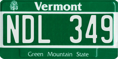 VT license plate NDL349