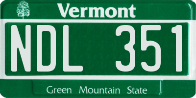 VT license plate NDL351