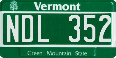 VT license plate NDL352