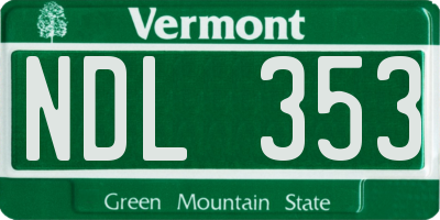 VT license plate NDL353