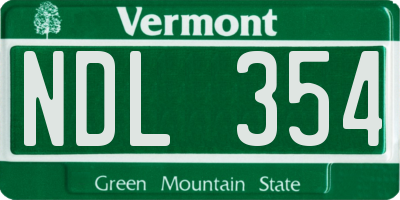 VT license plate NDL354