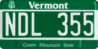 VT license plate NDL355