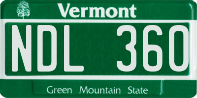 VT license plate NDL360