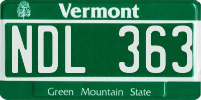 VT license plate NDL363