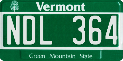 VT license plate NDL364