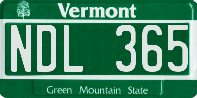 VT license plate NDL365