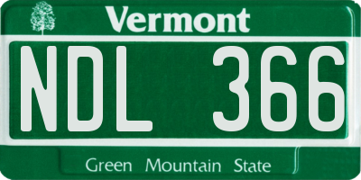 VT license plate NDL366