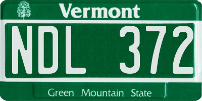VT license plate NDL372