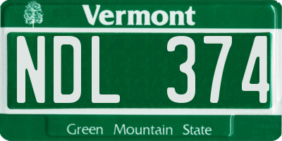 VT license plate NDL374