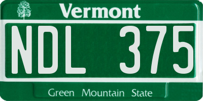 VT license plate NDL375