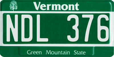 VT license plate NDL376