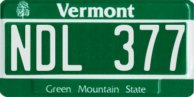 VT license plate NDL377