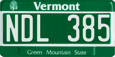 VT license plate NDL385