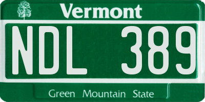 VT license plate NDL389