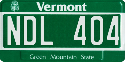VT license plate NDL404