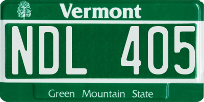 VT license plate NDL405