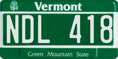 VT license plate NDL418